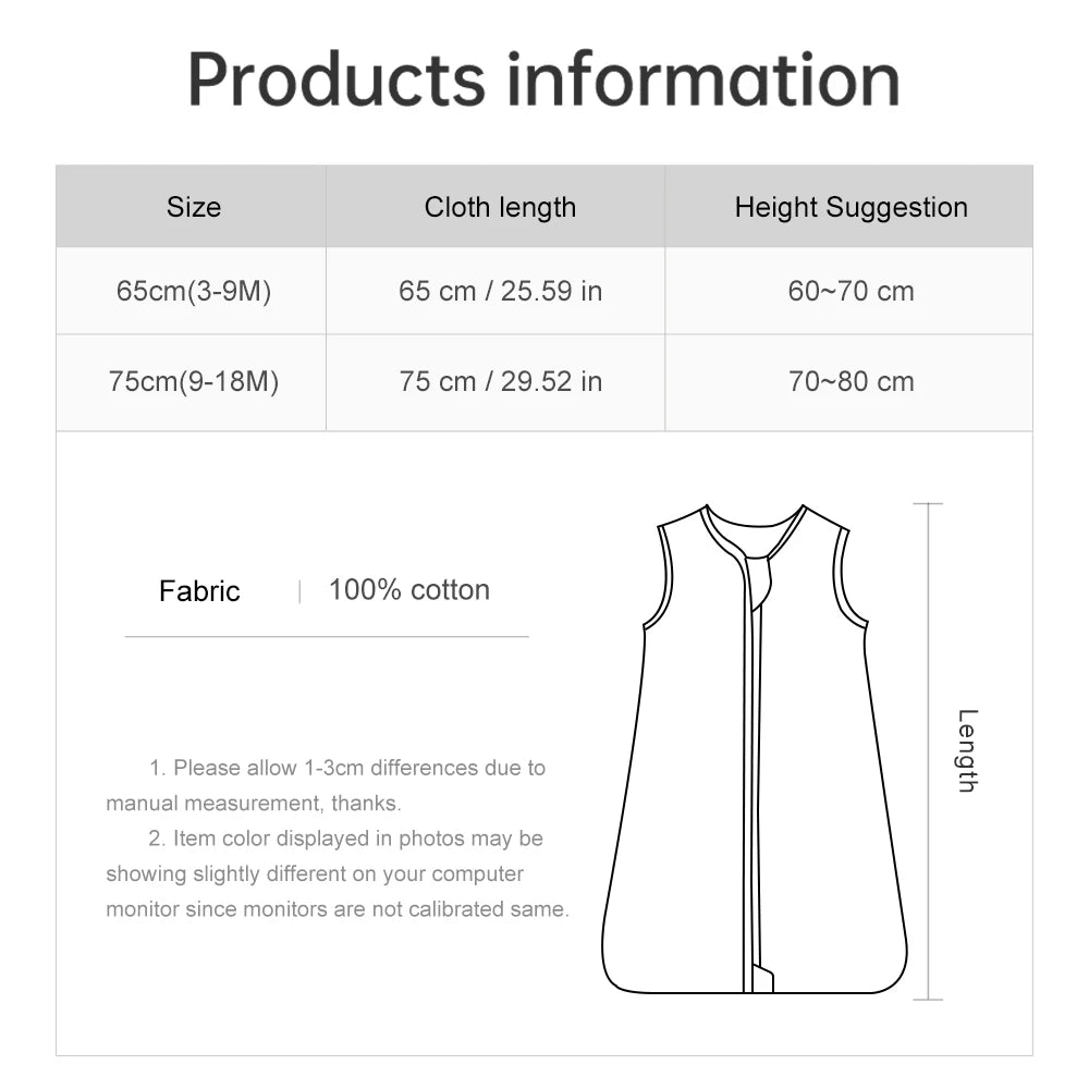 Baby Sleeping Bag Summer Thin Baby Sleepsack Kids Sleepwear Anti-Kick Blanket 3-18Months Stars Sky Cartoon Print 100% Cotton