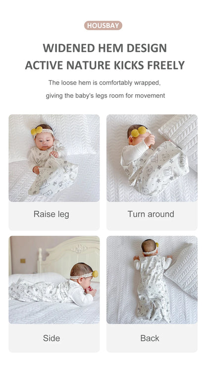 Baby Sleeping Bag Summer Thin Baby Sleepsack Kids Sleepwear Anti-Kick Blanket 3-18Months Stars Sky Cartoon Print 100% Cotton