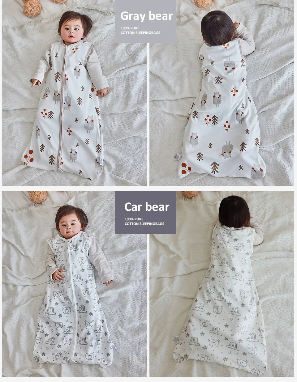 Baby Sleeping Bag Summer Thin Baby Sleepsack Kids Sleepwear Anti-Kick Blanket 3-18Months Stars Sky Cartoon Print 100% Cotton