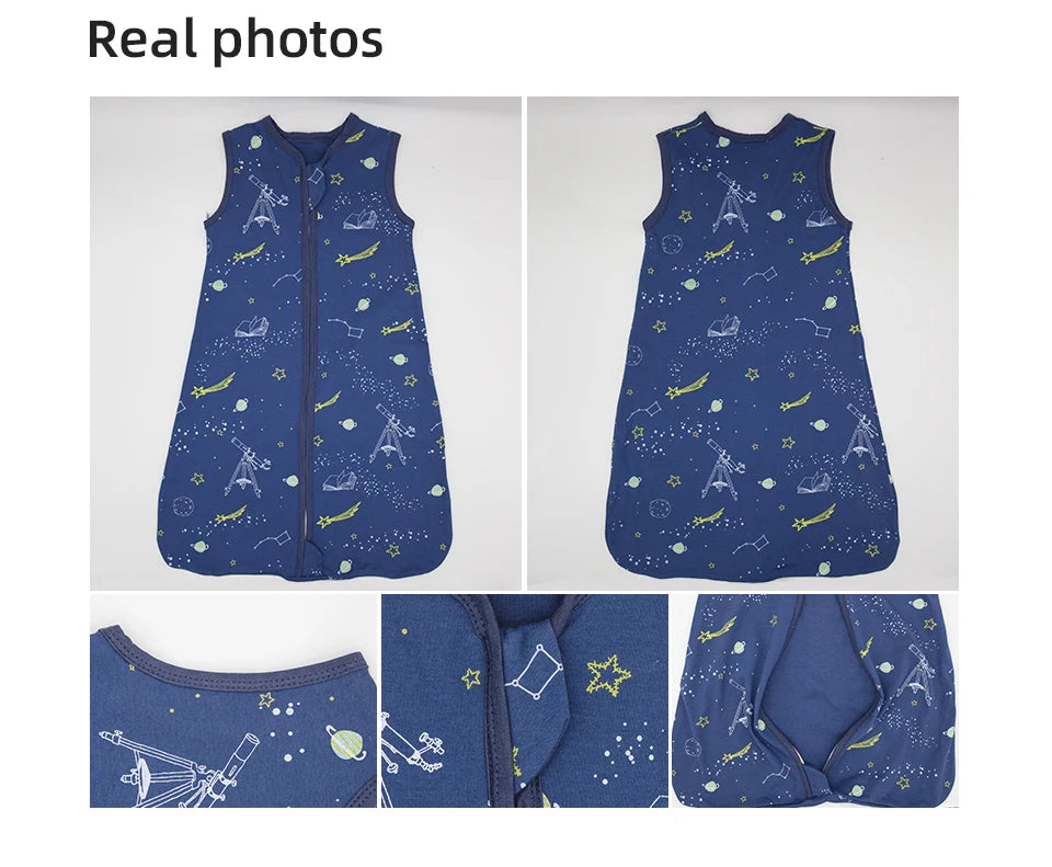 Baby Sleeping Bag Summer Thin Baby Sleepsack Kids Sleepwear Anti-Kick Blanket 3-18Months Stars Sky Cartoon Print 100% Cotton
