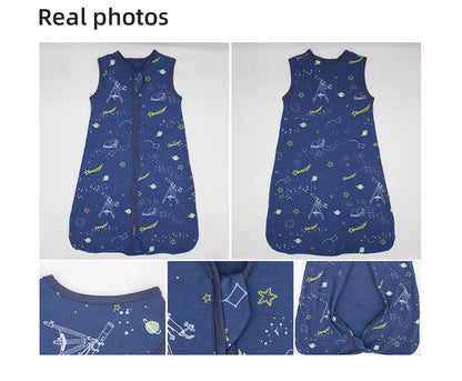 Baby Sleeping Bag Summer Thin Baby Sleepsack Kids Sleepwear Anti-Kick Blanket 3-18Months Stars Sky Cartoon Print 100% Cotton