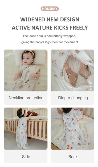 Baby Sleeping Bag Summer Thin Baby Sleepsack Kids Sleepwear Anti-Kick Blanket 3-18Months Stars Sky Cartoon Print 100% Cotton