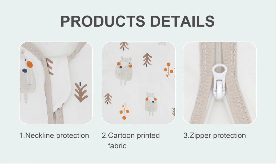 Baby Sleeping Bag Summer Thin Baby Sleepsack Kids Sleepwear Anti-Kick Blanket 3-18Months Stars Sky Cartoon Print 100% Cotton